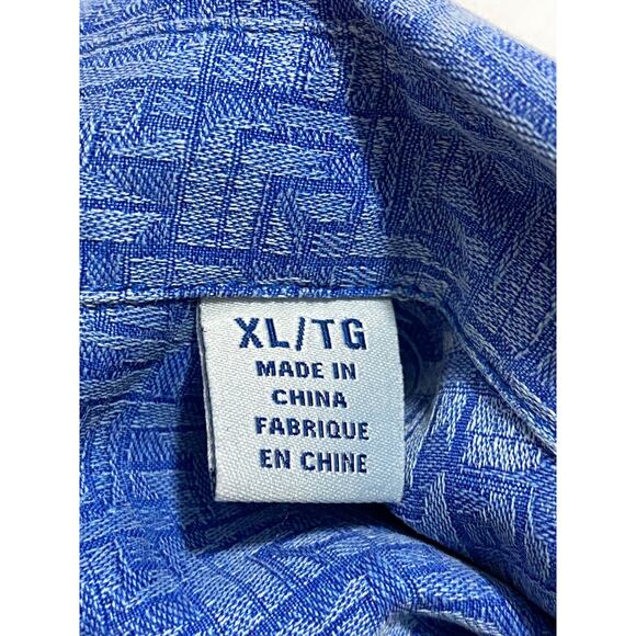 Tommy Bahama Button-Up Shirt – Textured Blue – Short Sleeve – Size XL 100% Silk - Picture 4 of 7